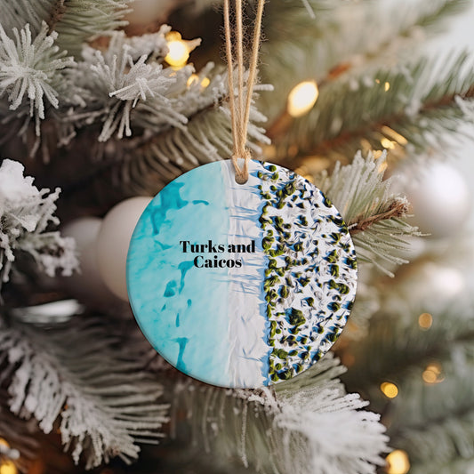 Turks and Caicos Ornament, Beach Vacation Keepsake, Christmas Tree Decor