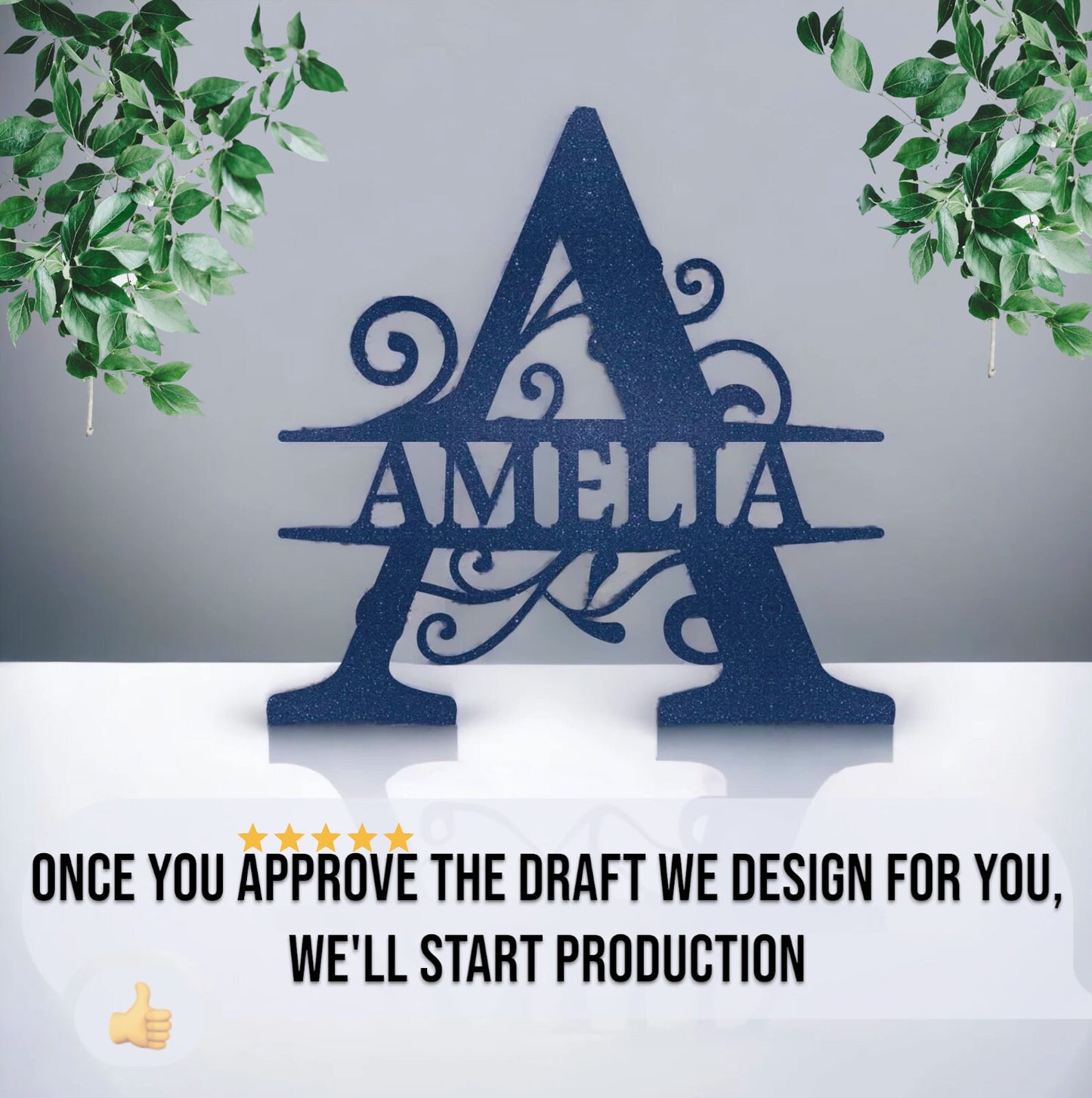 Personalized Monogram Metal Name Sign - Home Decor Gift