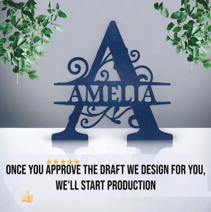 Personalized Monogram Metal Name Sign - Home Decor Gift