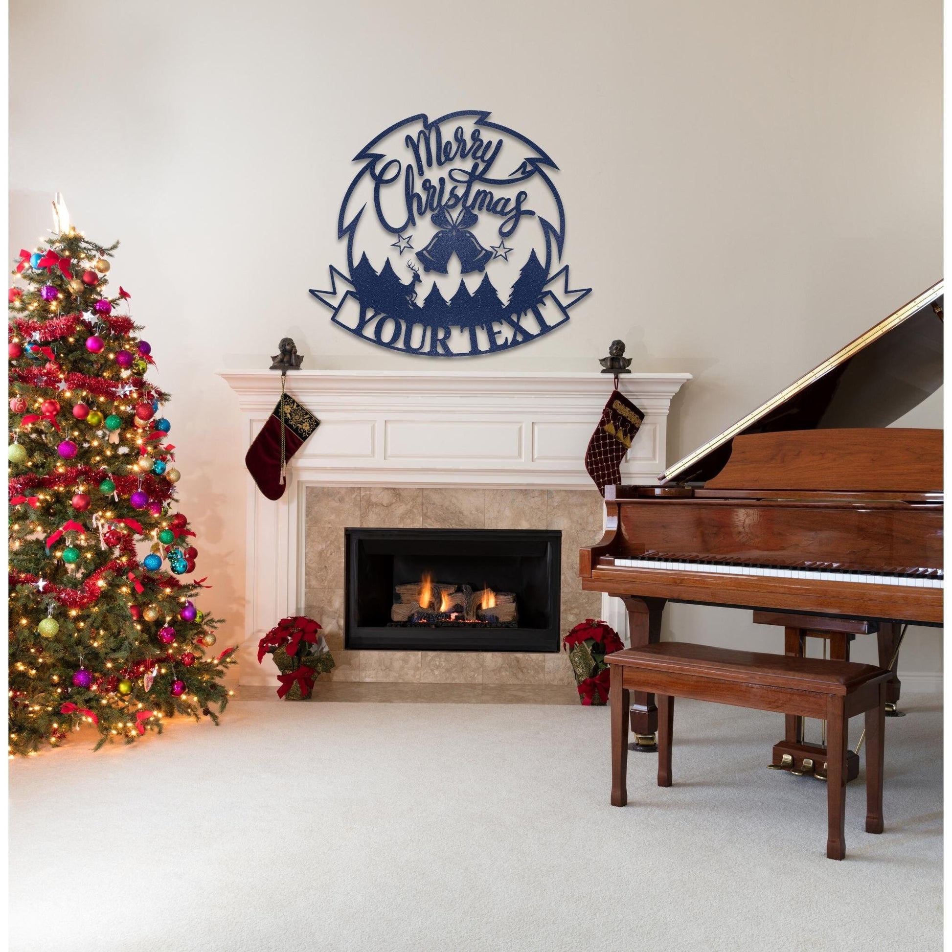 Metal Merry Christmas Sign, Custom Christmas Wall Decor, Personalized Front Door Merry Christmas Sign, Christmas Porch Sign, Noel Sign