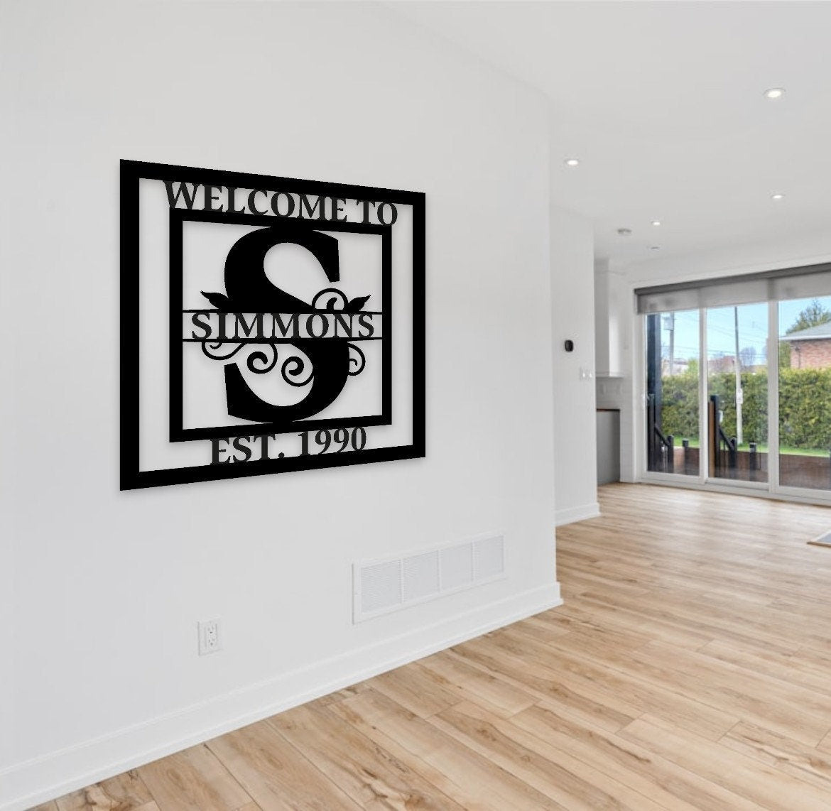 Custom Last Name Sign, Personalized Metal Wall Art, Custom Family Name Sign, Metal Initial Door Hanger, Wedding Gift, Established Leafy Sign