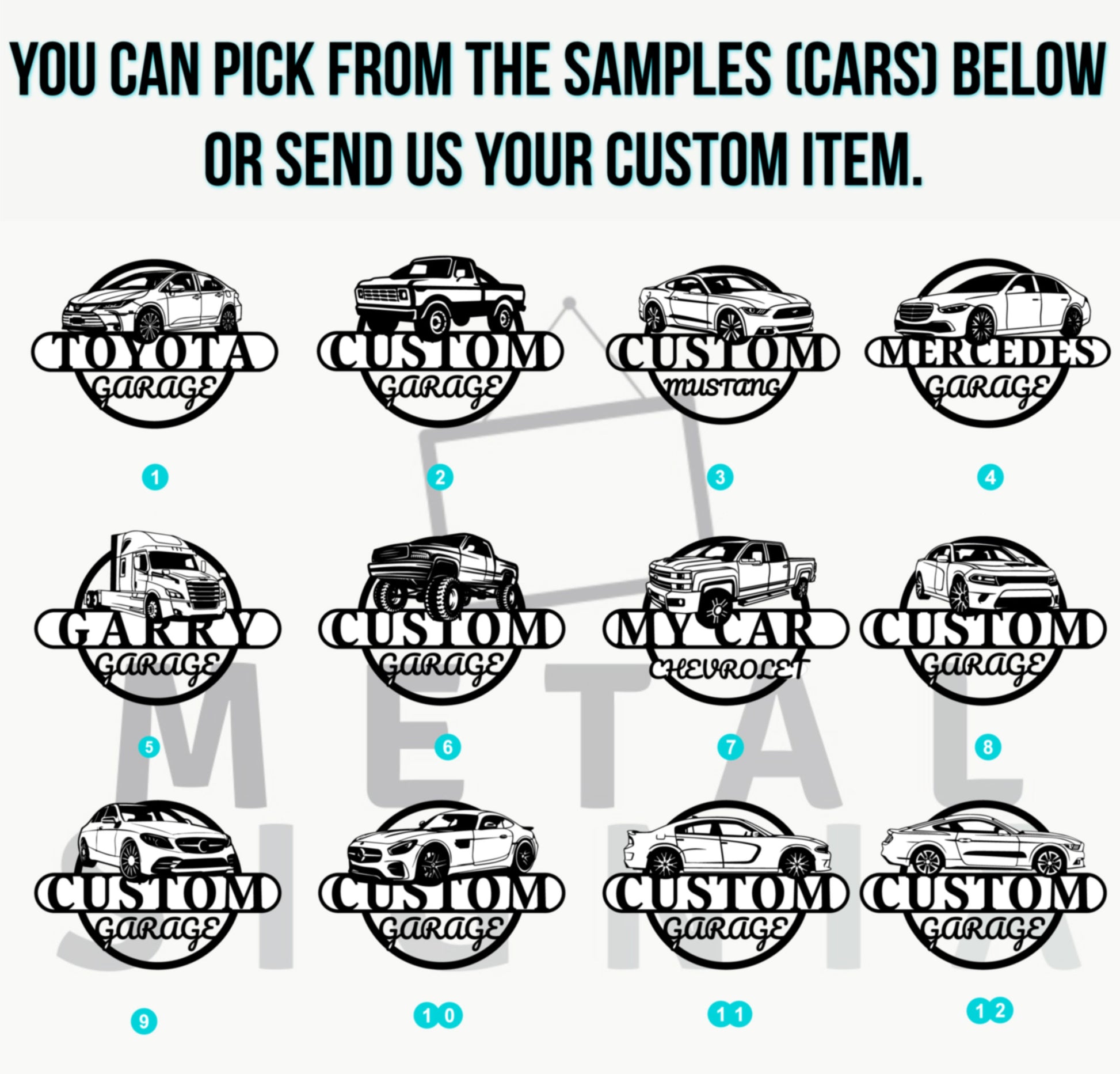 Father's Day Gift, Metal Car Sign for Dad's Garage, Stylish Gift for Father Dad, Personalized Custom Garage Signs