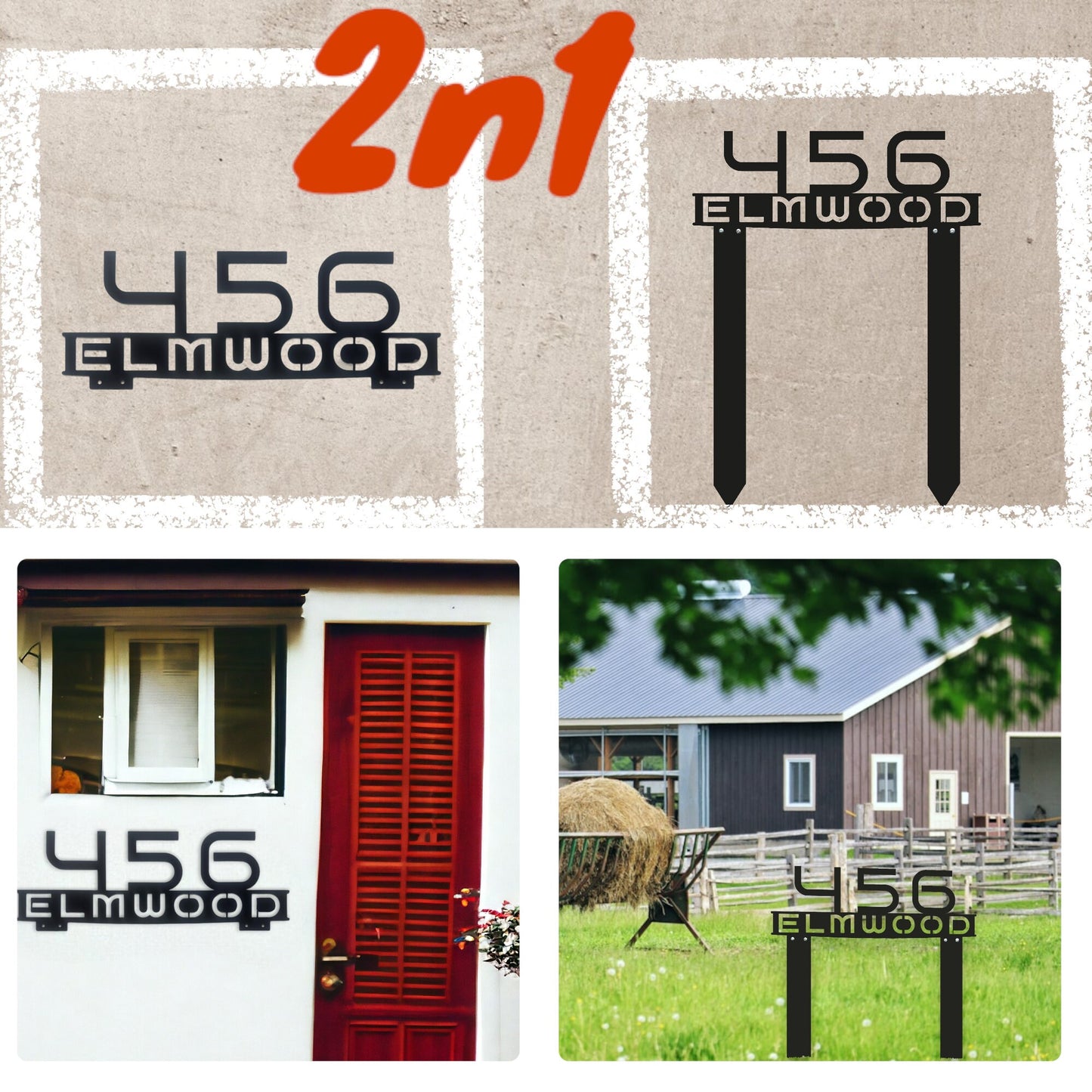 Personalized Metal Address Sign, Modern Address Sign with Stakes, Address Sign for Lawn, Realtor Gift Idea