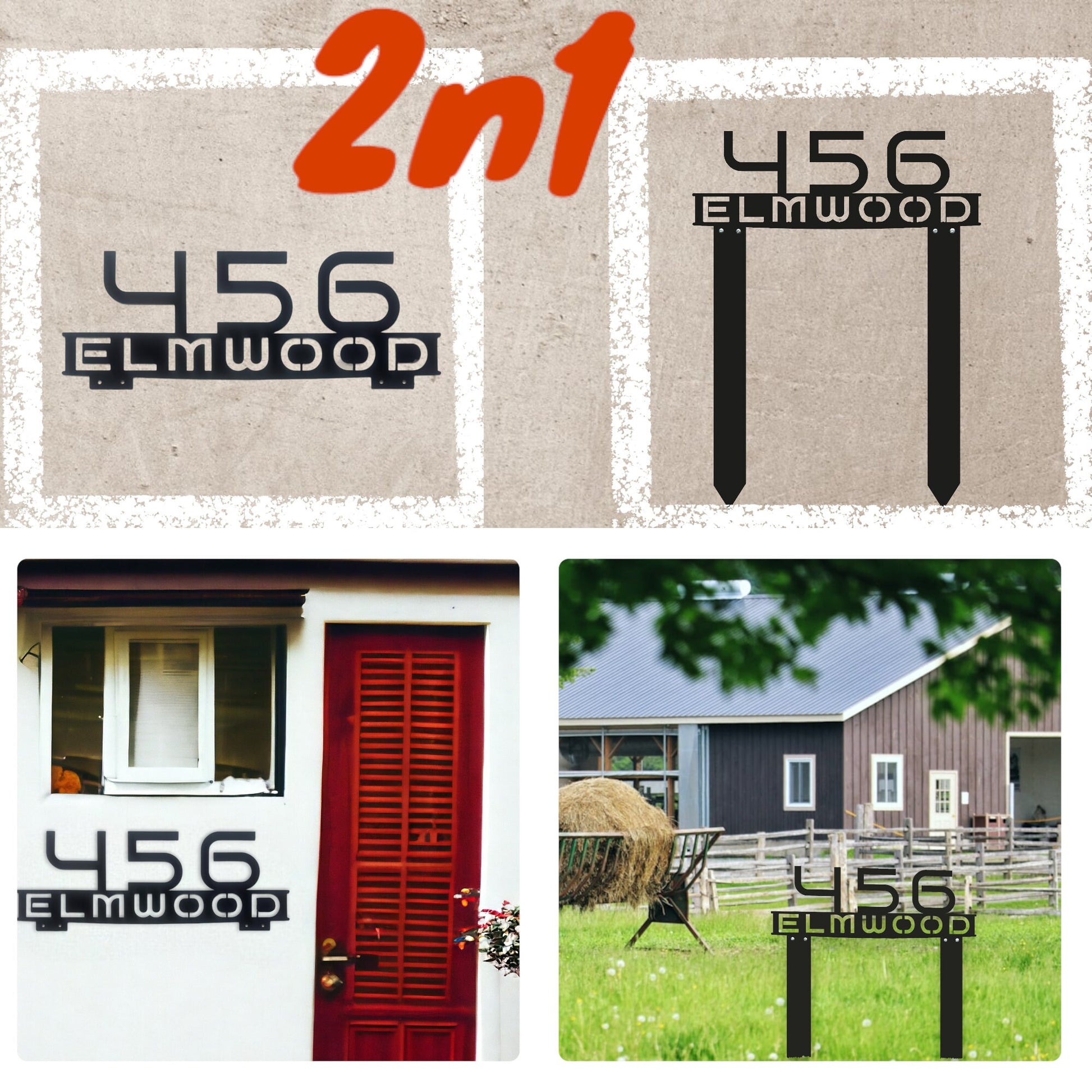 Personalized Metal Address Sign, Modern Address Sign with Stakes, Address Sign for Lawn, Realtor Gift Idea
