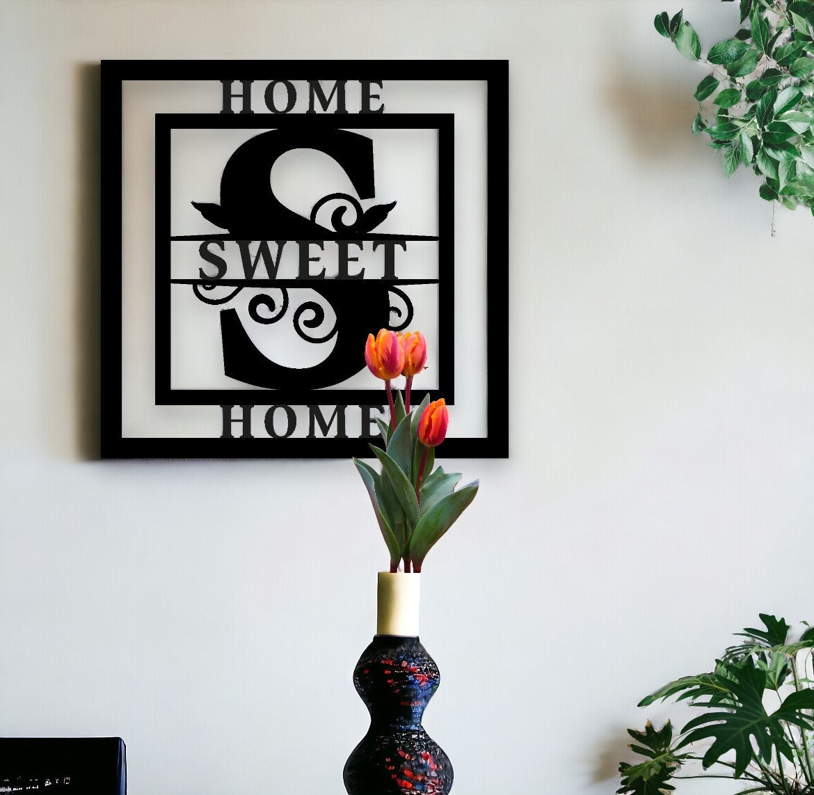 Custom Last Name Sign, Personalized Metal Wall Art, Custom Family Name Sign, Metal Initial Door Hanger, Wedding Gift, Established Leafy Sign