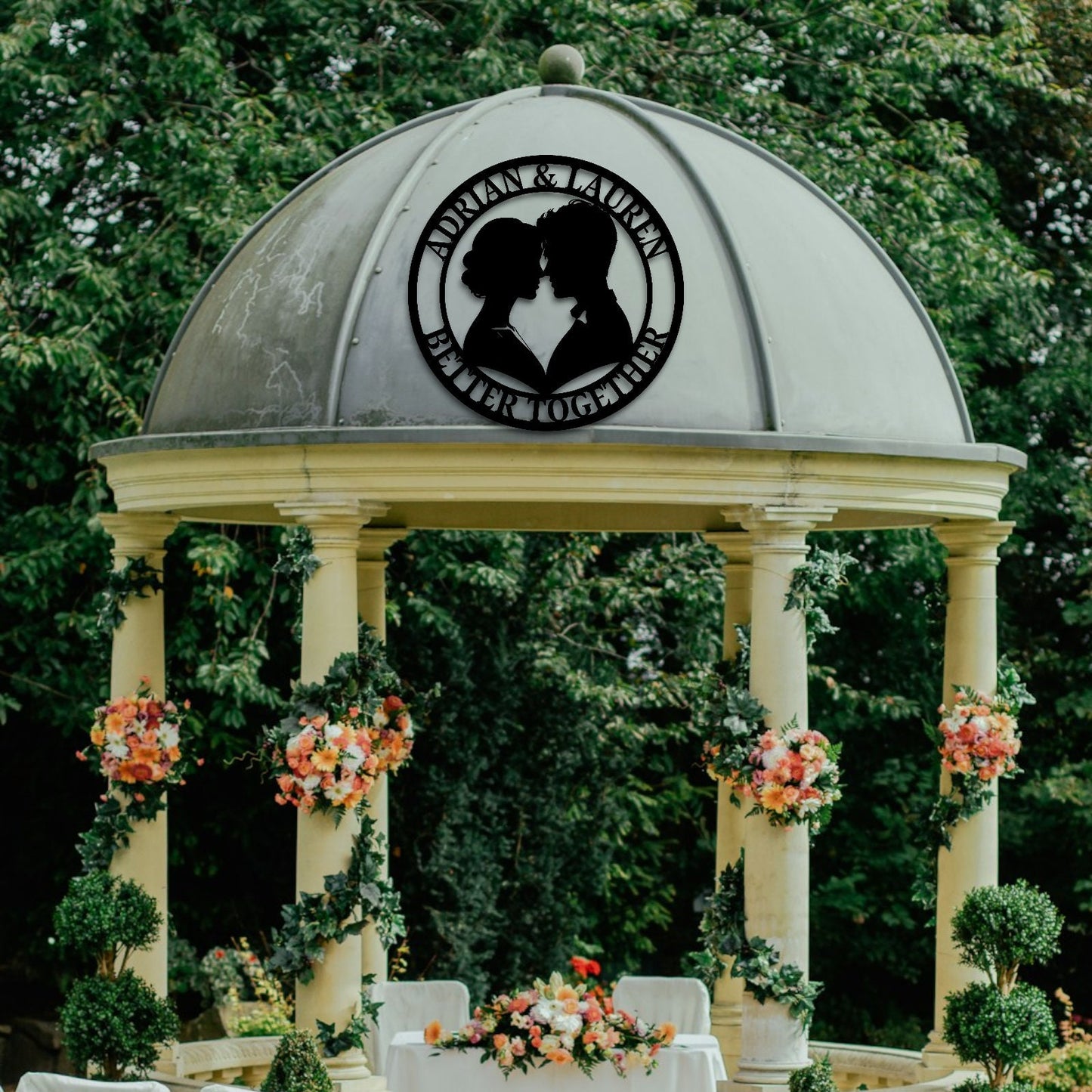 Custom Photo Metal Sign, Personalized Metal Wall Art for Couple, Est. Sign, Metal Initial Door Hanger, Wedding Gift, Anniversary Gift