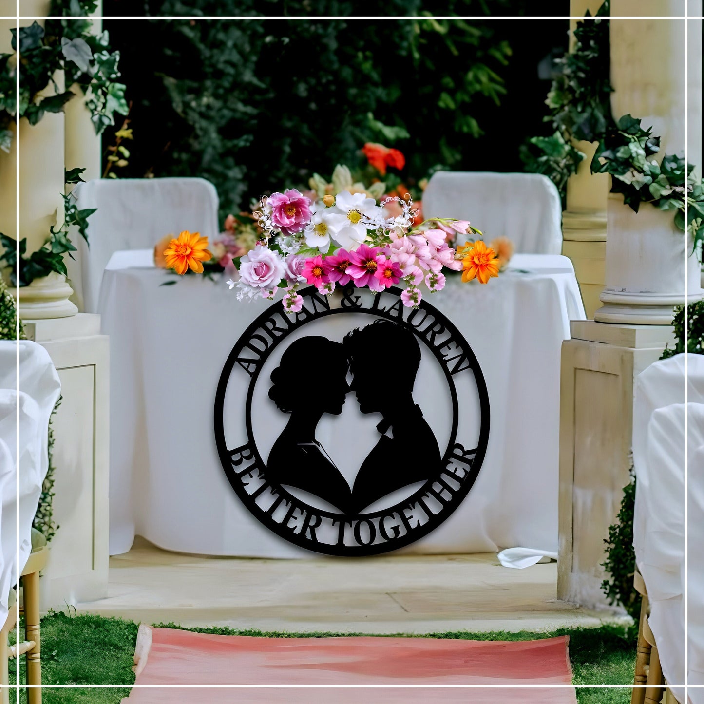 Custom Photo Metal Sign, Personalized Metal Wall Art for Couple, Est. Sign, Metal Initial Door Hanger, Wedding Gift, Anniversary Gift