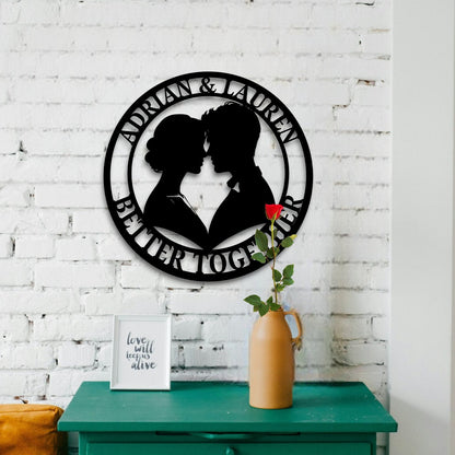 Custom Photo Metal Sign, Personalized Metal Wall Art for Couple, Est. Sign, Metal Initial Door Hanger, Wedding Gift, Anniversary Gift