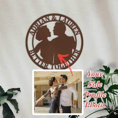 Custom Photo Metal Sign, Personalized Metal Wall Art for Couple, Est. Sign, Metal Initial Door Hanger, Wedding Gift, Anniversary Gift