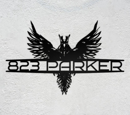 Custom Metal Address Sign with Eagle, Personalized Metal Address Sign for House, Custom House Number, Modern House Number Signs