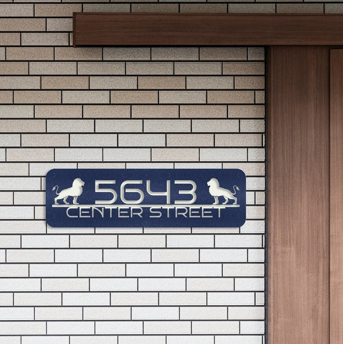 Metal House Number Sign with Lion, Street Sign, Address Numbers, Address Plaque, Custom Address Sign, House Numbers, Door Sign