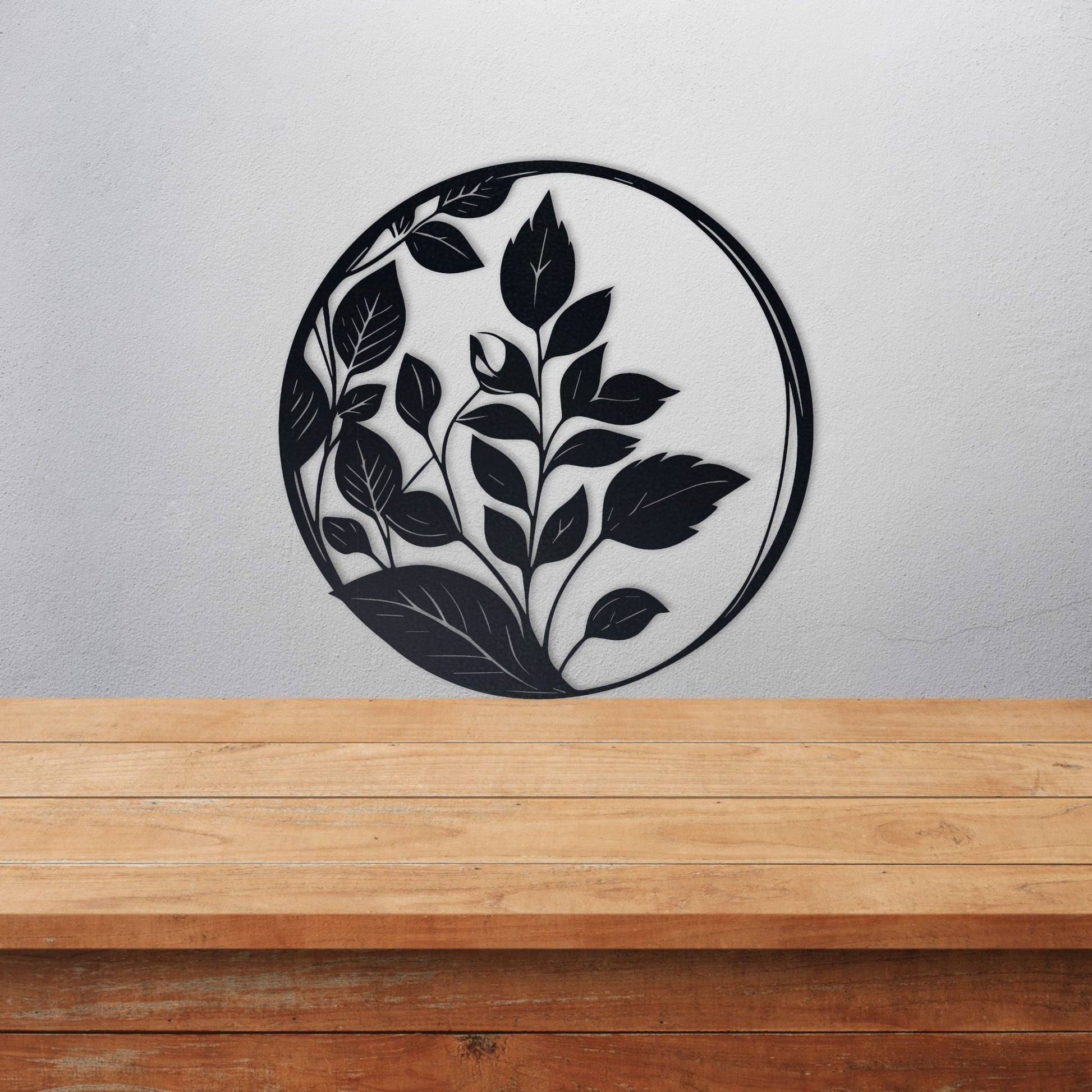 Elegant Metal Sign, Housewarming Gift, Wall Decor Home Deco, Custom Round Metal Art with Leaf, FarmHouse Decor
