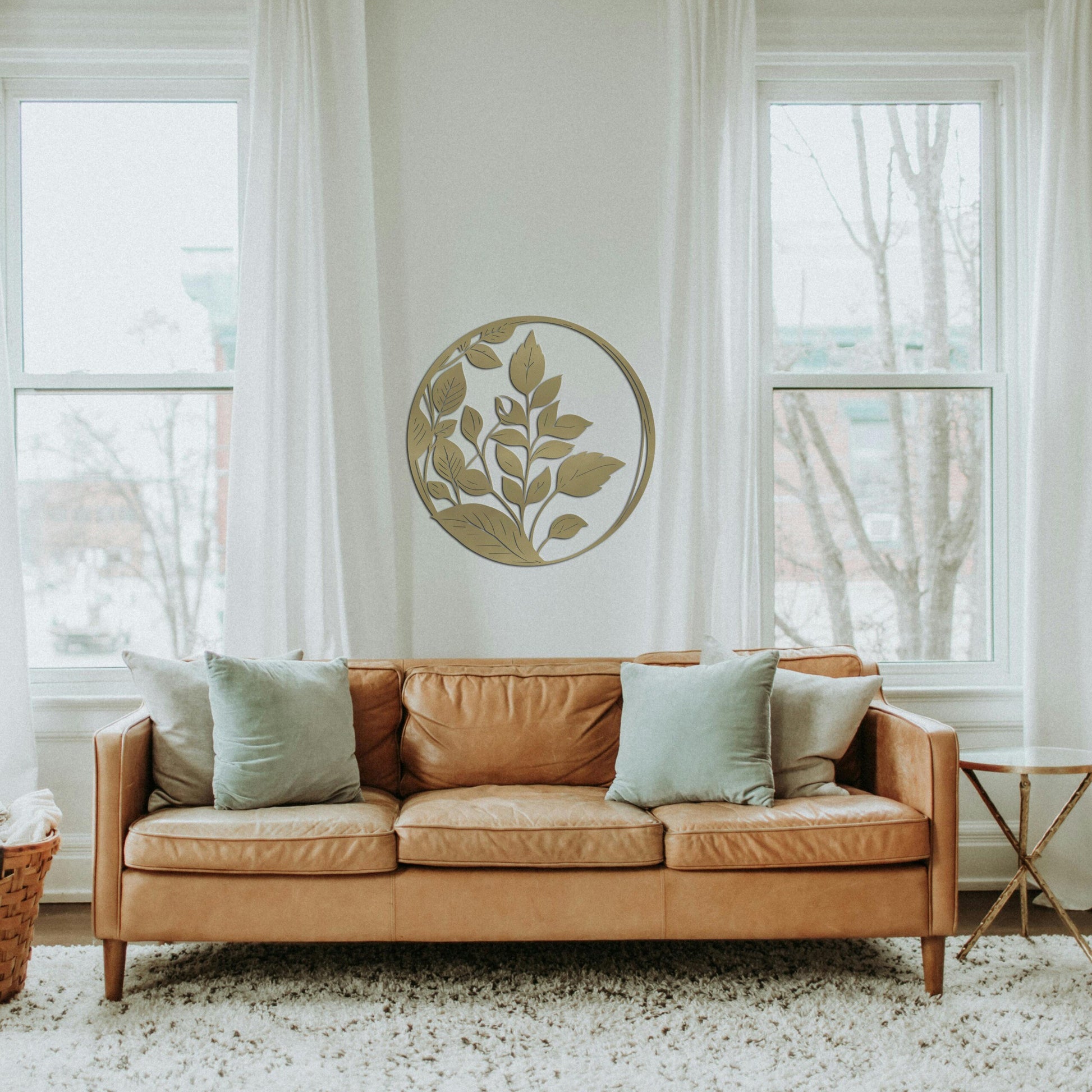 Elegant Metal Sign, Housewarming Gift, Wall Decor Home Deco, Custom Round Metal Art with Leaf, FarmHouse Decor