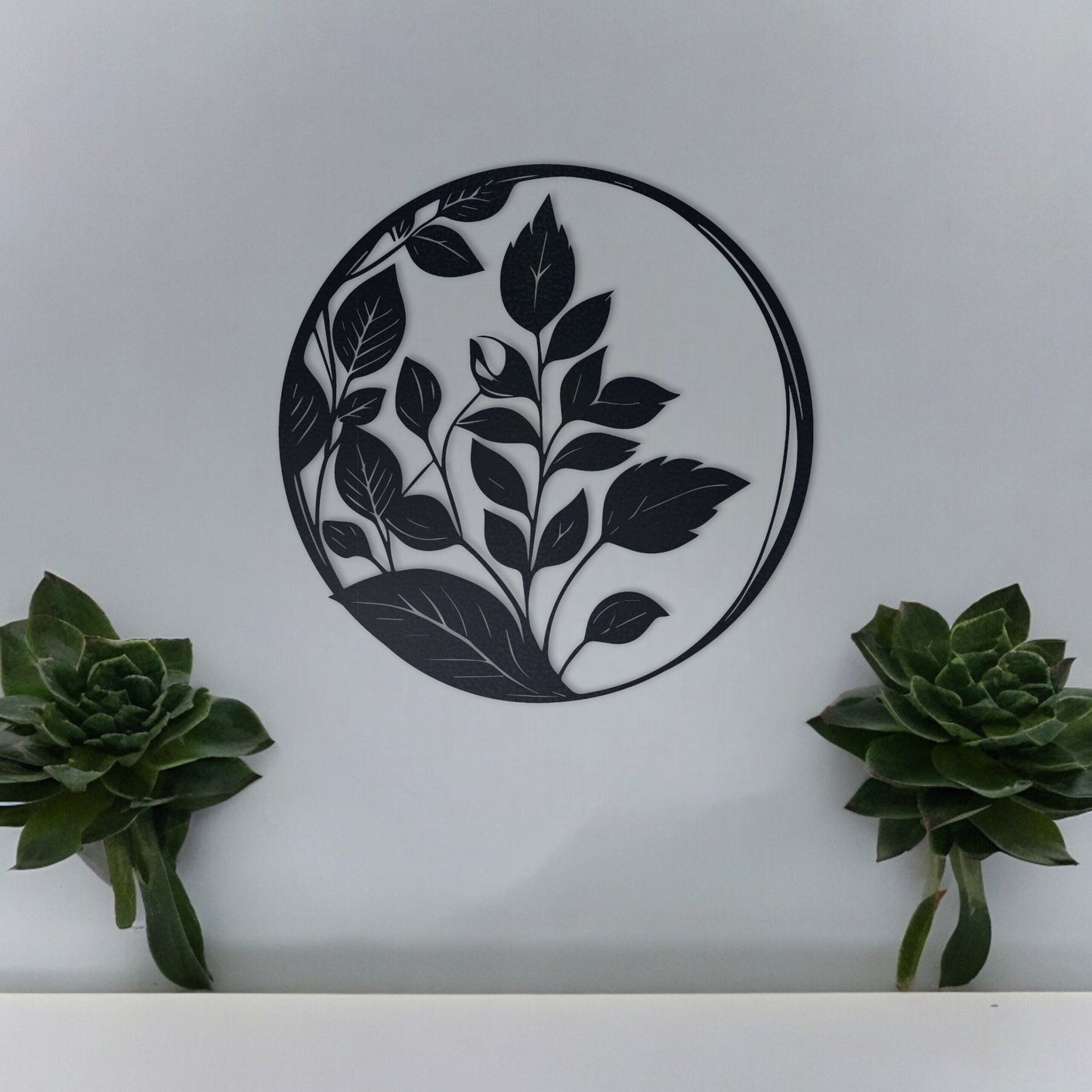 Elegant Metal Sign, Housewarming Gift, Wall Decor Home Deco, Custom Round Metal Art with Leaf, FarmHouse Decor