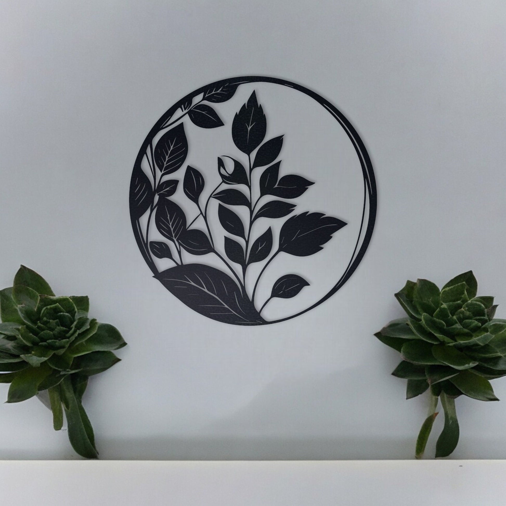 Elegant Metal Sign, Housewarming Gift, Wall Decor Home Deco, Custom Round Metal Art with Leaf, FarmHouse Decor