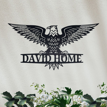 Custom Metal Address Sign with Eagle | Personalized House Number Sign | Modern Address Plaque