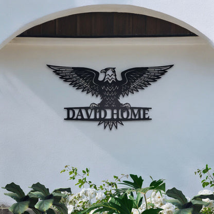Custom Metal Address Sign with Eagle | Personalized House Number Sign | Modern Address Plaque