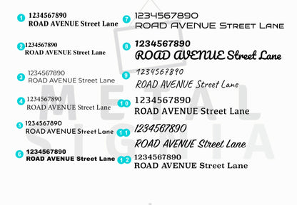 Metal House Number Sign, Address Number with Street Name, Colour Options