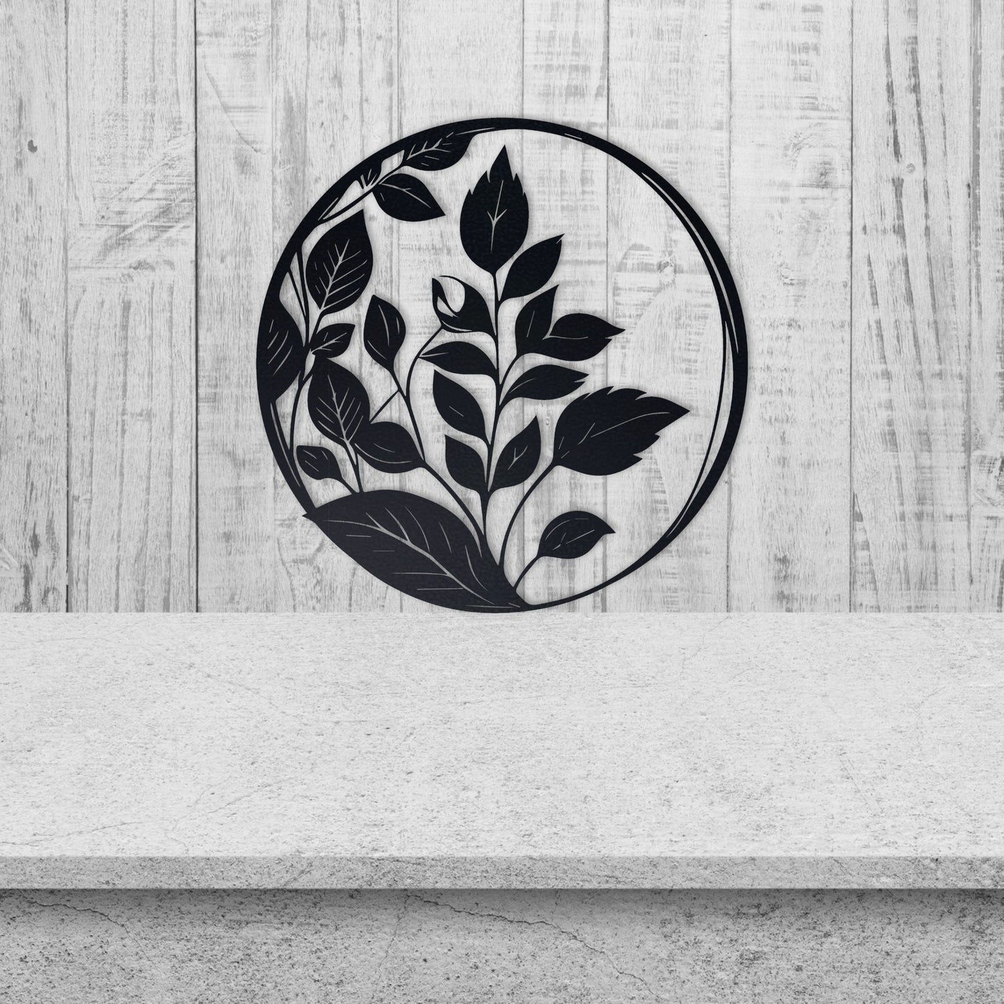 Elegant Metal Sign, Housewarming Gift, Wall Decor Home Deco, Custom Round Metal Art with Leaf, FarmHouse Decor