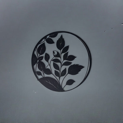 Elegant Metal Sign, Housewarming Gift, Wall Decor Home Deco, Custom Round Metal Art with Leaf, FarmHouse Decor