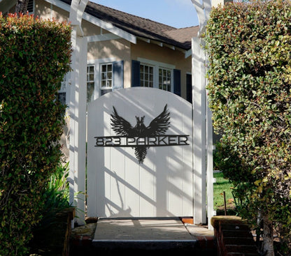 Custom Metal Address Sign with Eagle, Personalized Metal Address Sign for House, Custom House Number, Modern House Number Signs