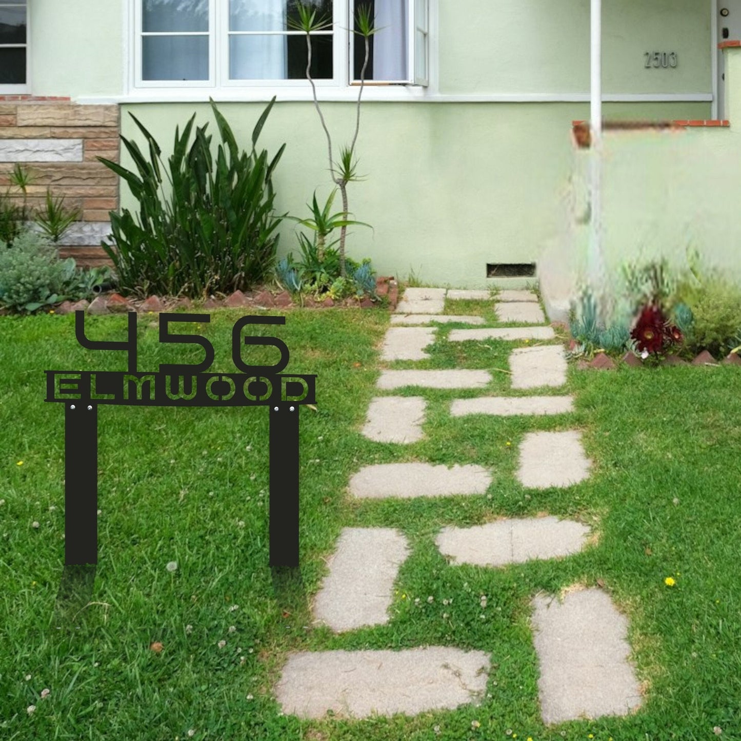 Personalized Metal Address Sign, Modern Address Sign with Stakes, Address Sign for Lawn, Realtor Gift Idea