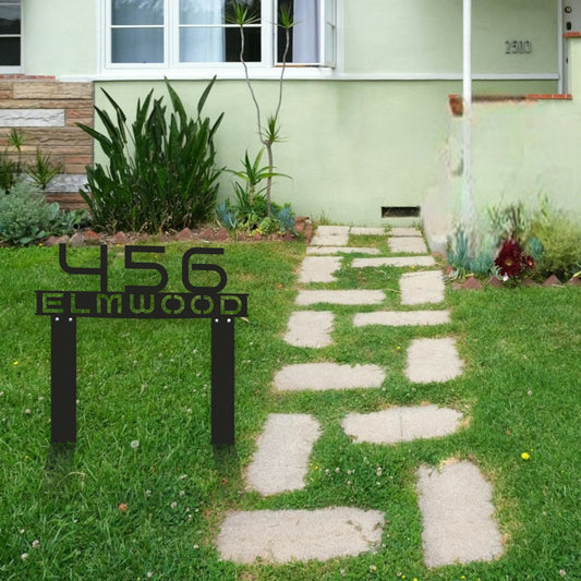 Personalized Metal Address Sign, Modern Address Sign with Stakes, Address Sign for Lawn, Realtor Gift Idea