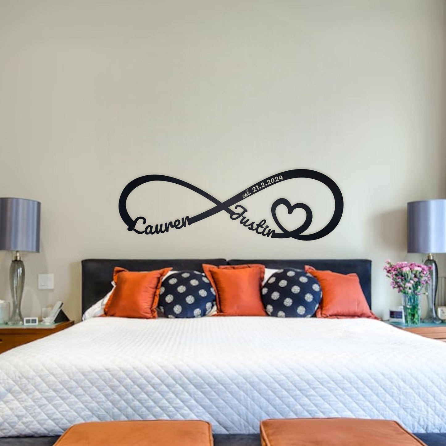 Personalized Infinity Metal Sign, Metal Established infinity Sign, Wedding Gift, Metal Monogram Sign, Housewarming Gift, Door Hanger