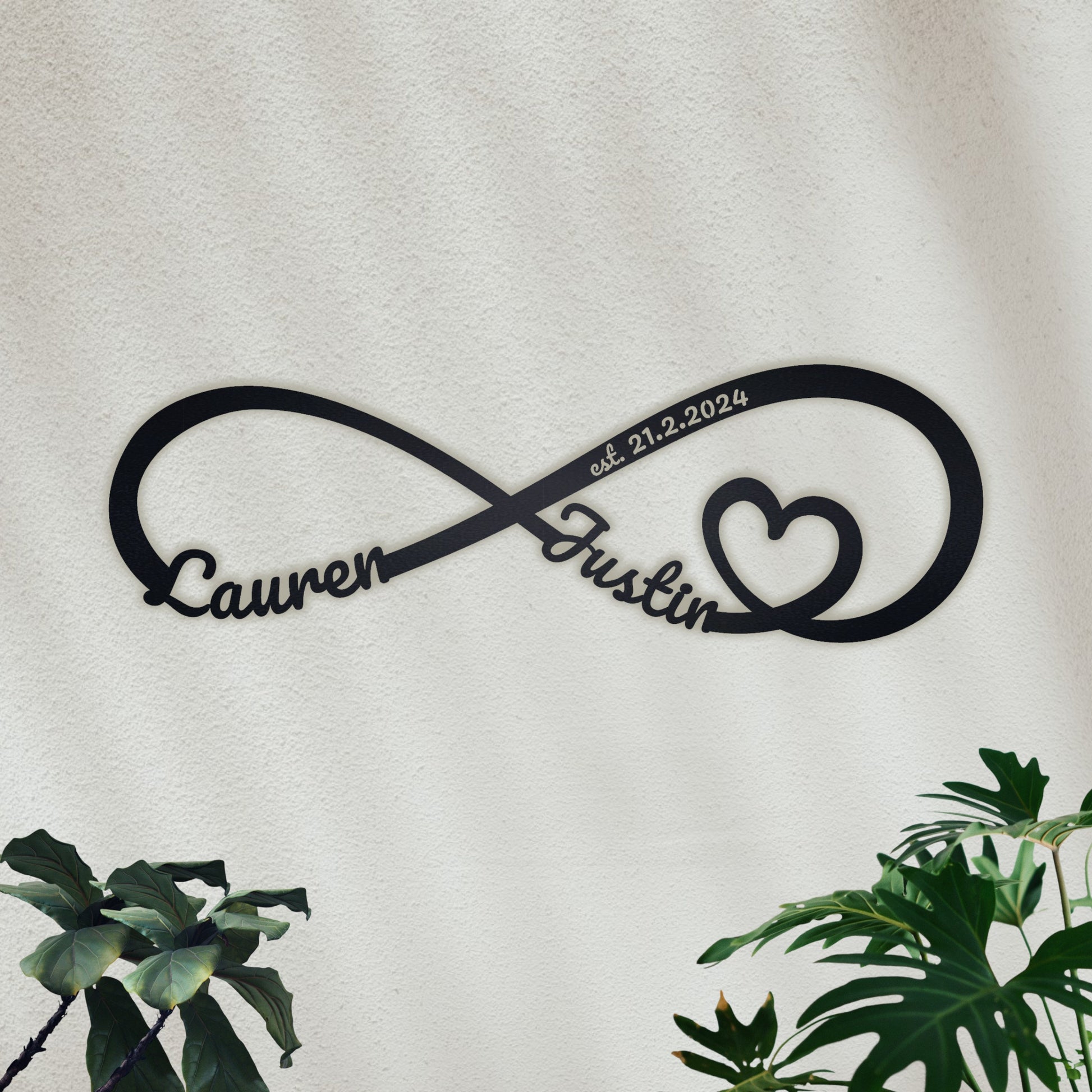Personalized Infinity Metal Sign, Metal Established infinity Sign, Wedding Gift, Metal Monogram Sign, Housewarming Gift, Door Hanger