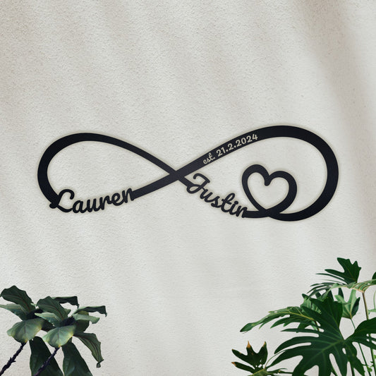 Personalized Infinity Metal Sign, Metal Established infinity Sign, Wedding Gift, Metal Monogram Sign, Housewarming Gift, Door Hanger