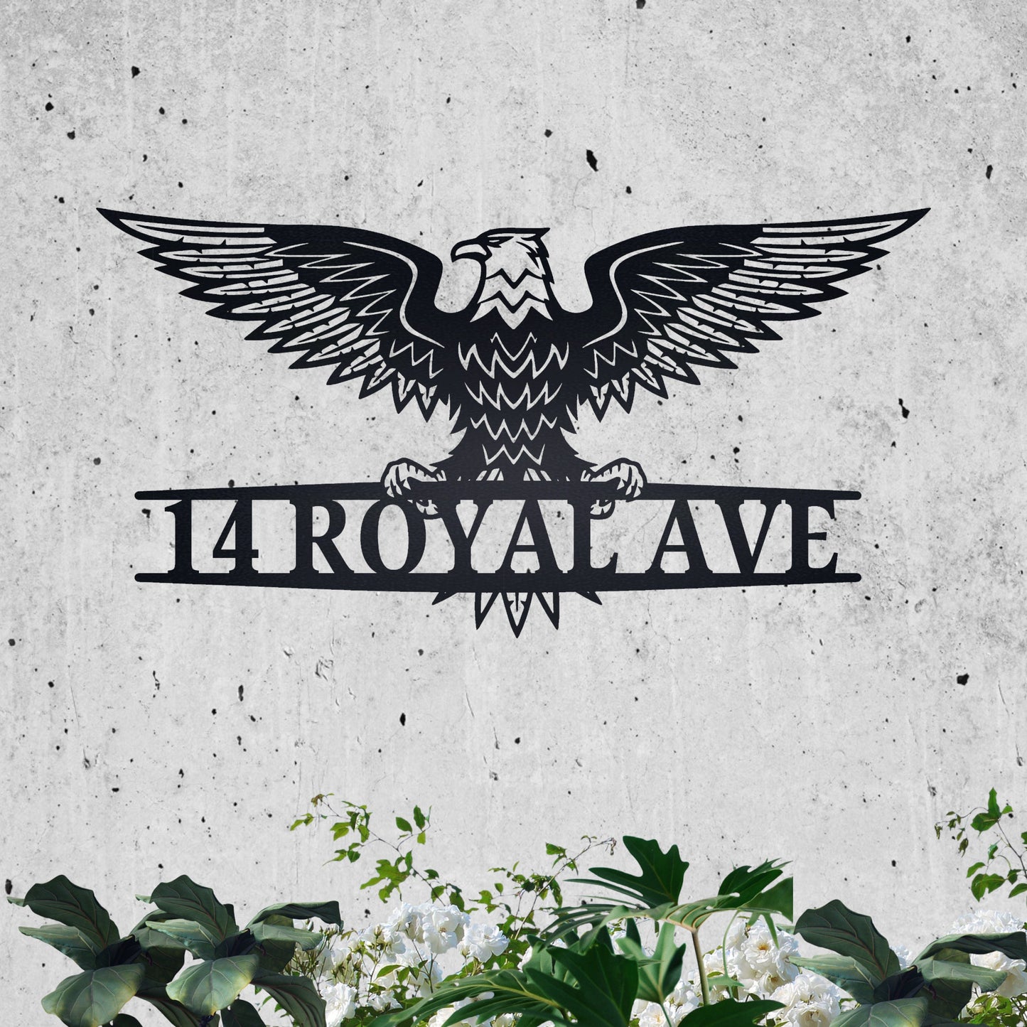 Custom Metal Address Sign with Eagle | Personalized House Number Sign | Modern Address Plaque