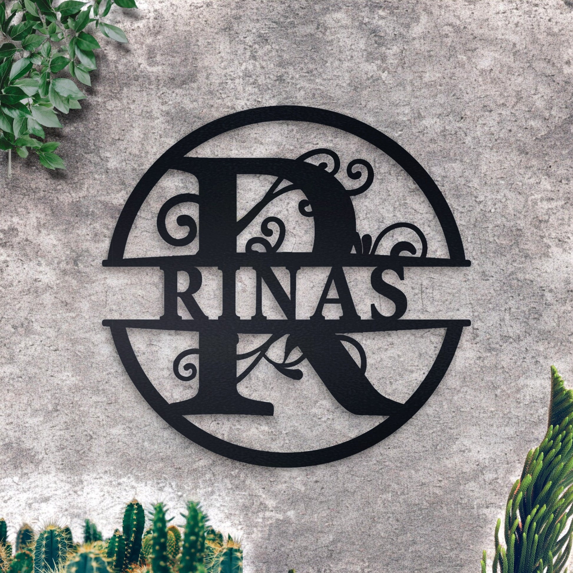 Custom Name Metal Sign, Gifts for Him Her, Metal Wall Art, Stylish Metal Initial Door Hanger