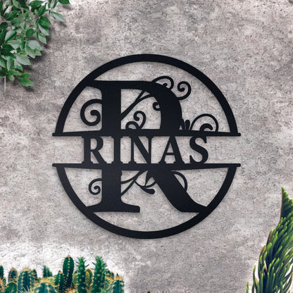 Custom Name Metal Sign, Gifts for Him Her, Metal Wall Art, Stylish Metal Initial Door Hanger