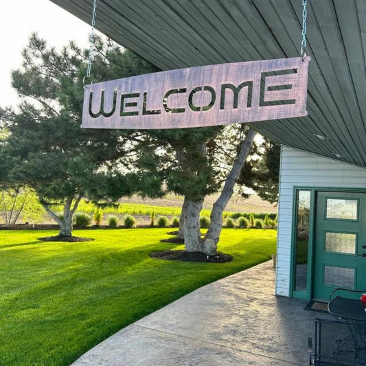 Welcome Metal Sign,Welcome Sign for Front Porch, Retro Welcome Sign Front Door, Metal Wall Art, Monogram, Custom Metal Signs, Business Sign