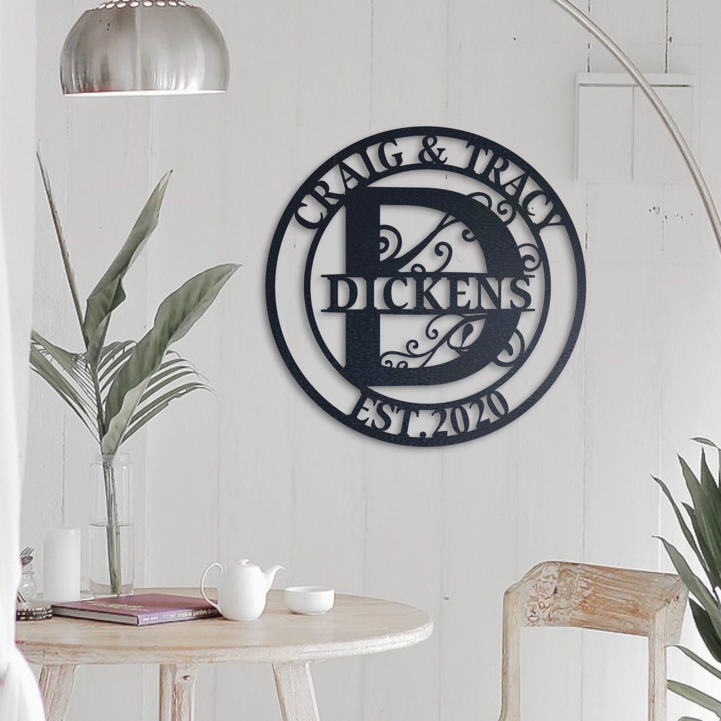 Personalized Metal Name Sign, Wedding Gift for Couple, Custom Family Name Sign, Metal Initial Door Hanger, Housewarming Gift