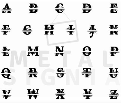 Custom Name Metal Sign, Gifts for Him Her, Metal Wall Art, Stylish Metal Initial Door Hanger, Leafy Sign, Metal Initial Door Hanger