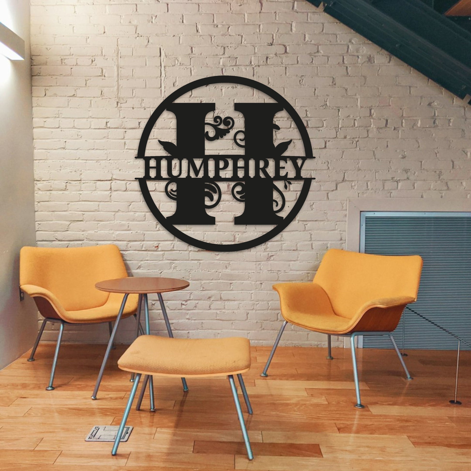 Custom Name Metal Sign, Gifts for Him Her, Metal Wall Art, Stylish Metal Initial Door Hanger, Leafy Sign, Metal Initial Door Hanger