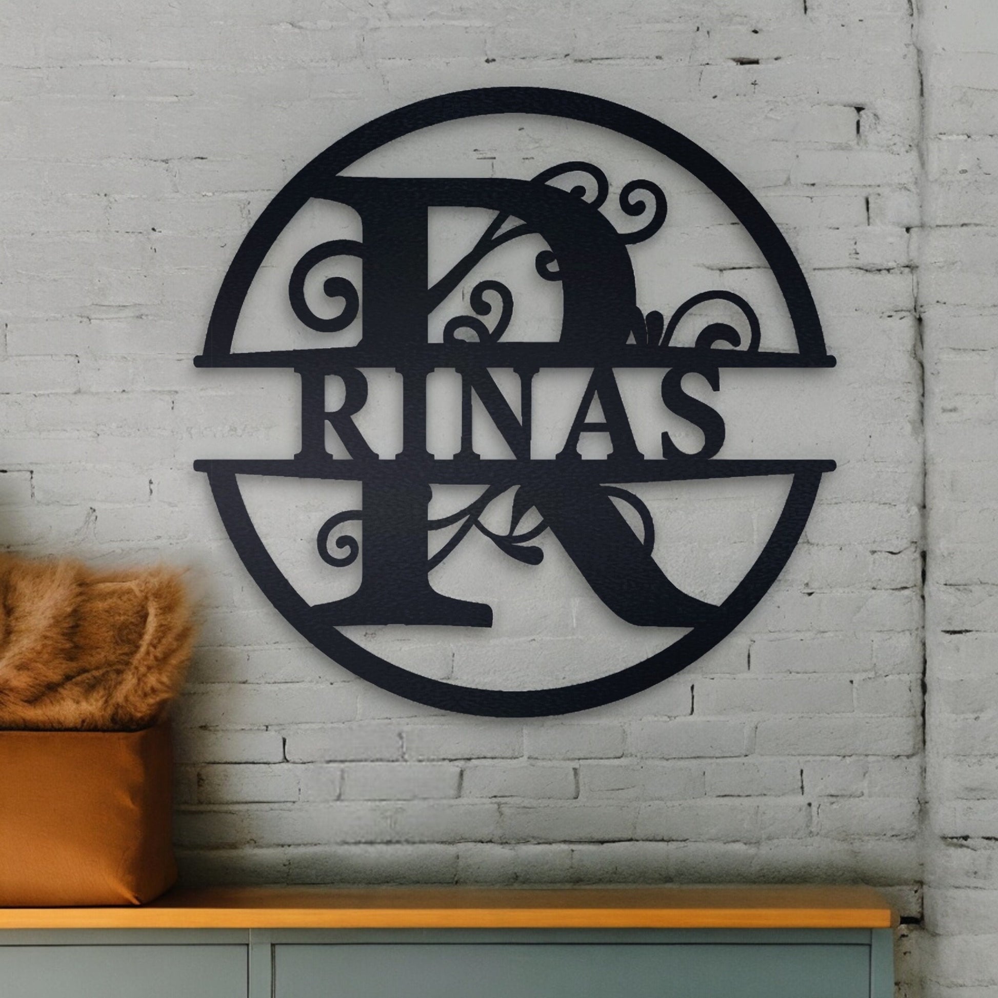 Custom Name Metal Sign, Gifts for Him Her, Metal Wall Art, Stylish Metal Initial Door Hanger