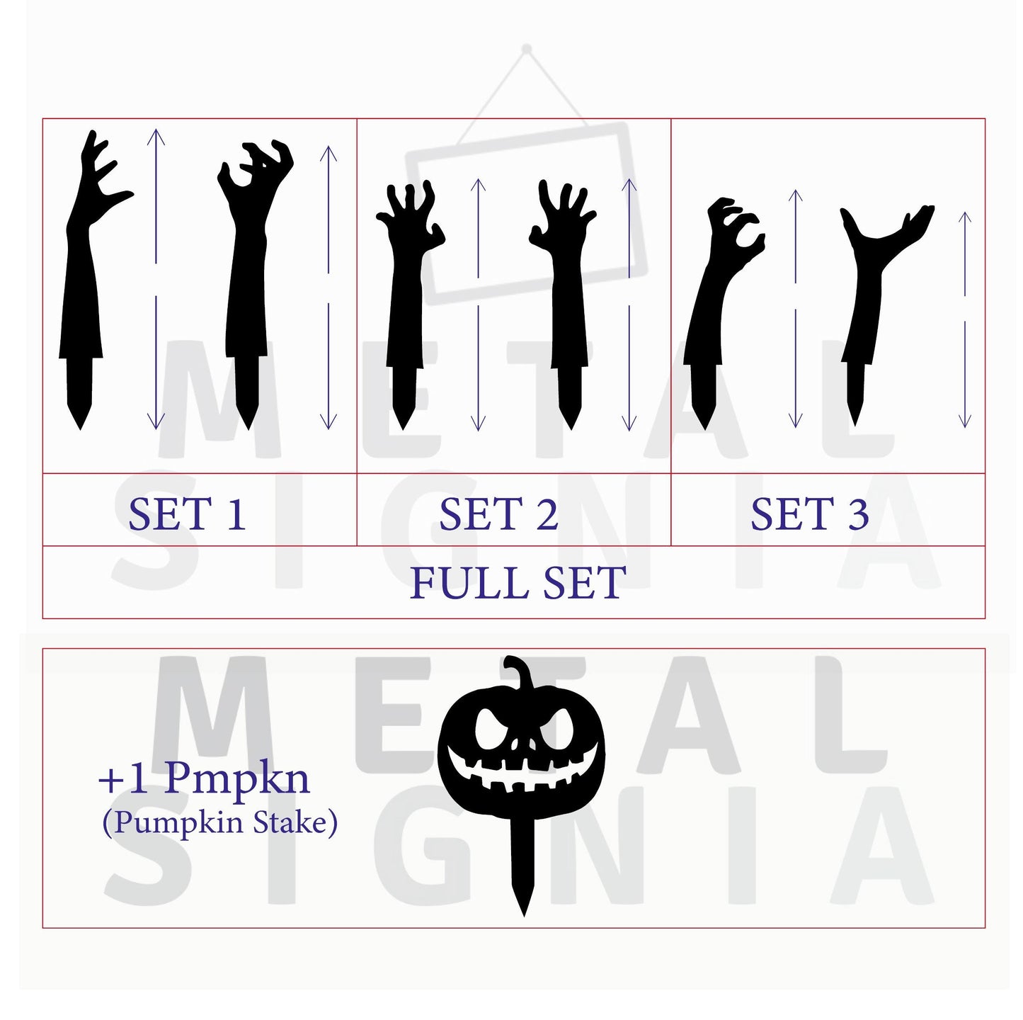 Zombie Hands Metal Decor, Metal Halloween Yard Stakes, Halloween Zombie Decor, Halloween Decor, Halloween Sign,Halloween Garden Sign,Pumpkin