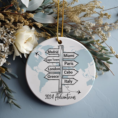 Personalized Travel Ornament, Travel Christmas Ornament, Vacation Ornament, Ornament Gift, Travel Gift, Tree Ornament, Travel Ornament