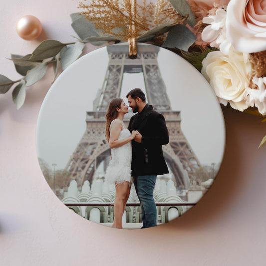 Picture Ornament, Custom Christmas Ornament, Couples Ornaments, Personalized Photo Ornament, Ceramic, Holiday Decor, Unique Christmas Gift