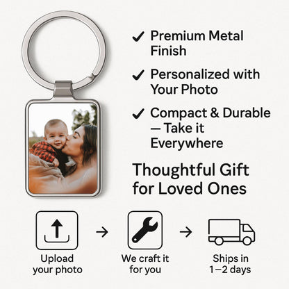 First Mother's Day Gift, Personalized Keychain with Photo, Custom Gift for New Mom, Nanny Gift, 1st Mothers Day, Gift from Daughter