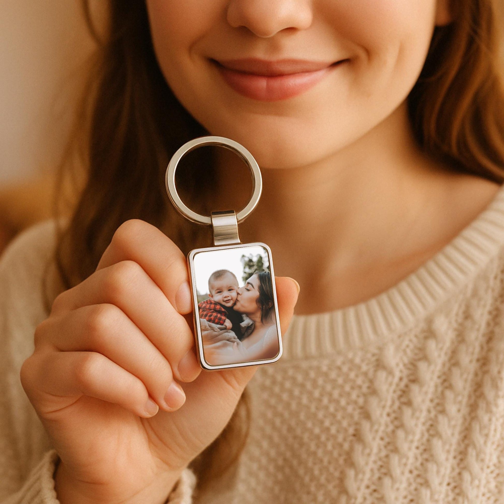 First Mother's Day Gift, Personalized Keychain with Photo, Custom Gift for New Mom, Nanny Gift, 1st Mothers Day, Gift from Daughter