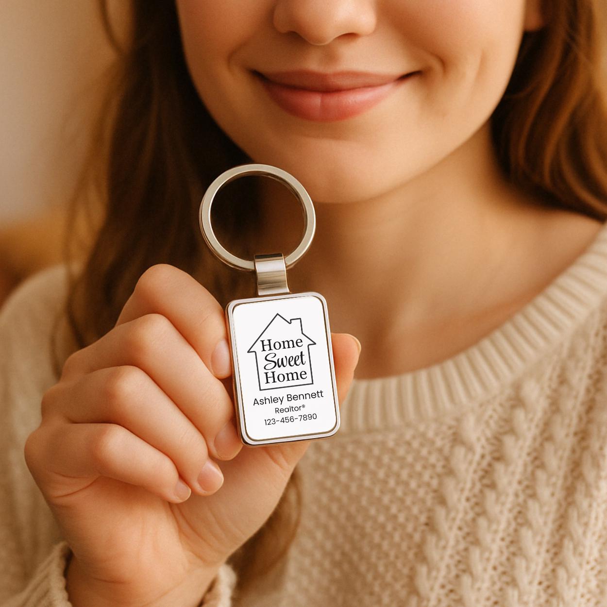 Bulk Custom Metal Keychains, Realtor Closing Gifts, Personalized House Keyring, Real Estate Client Gift, Custom Logo Keychain for Home