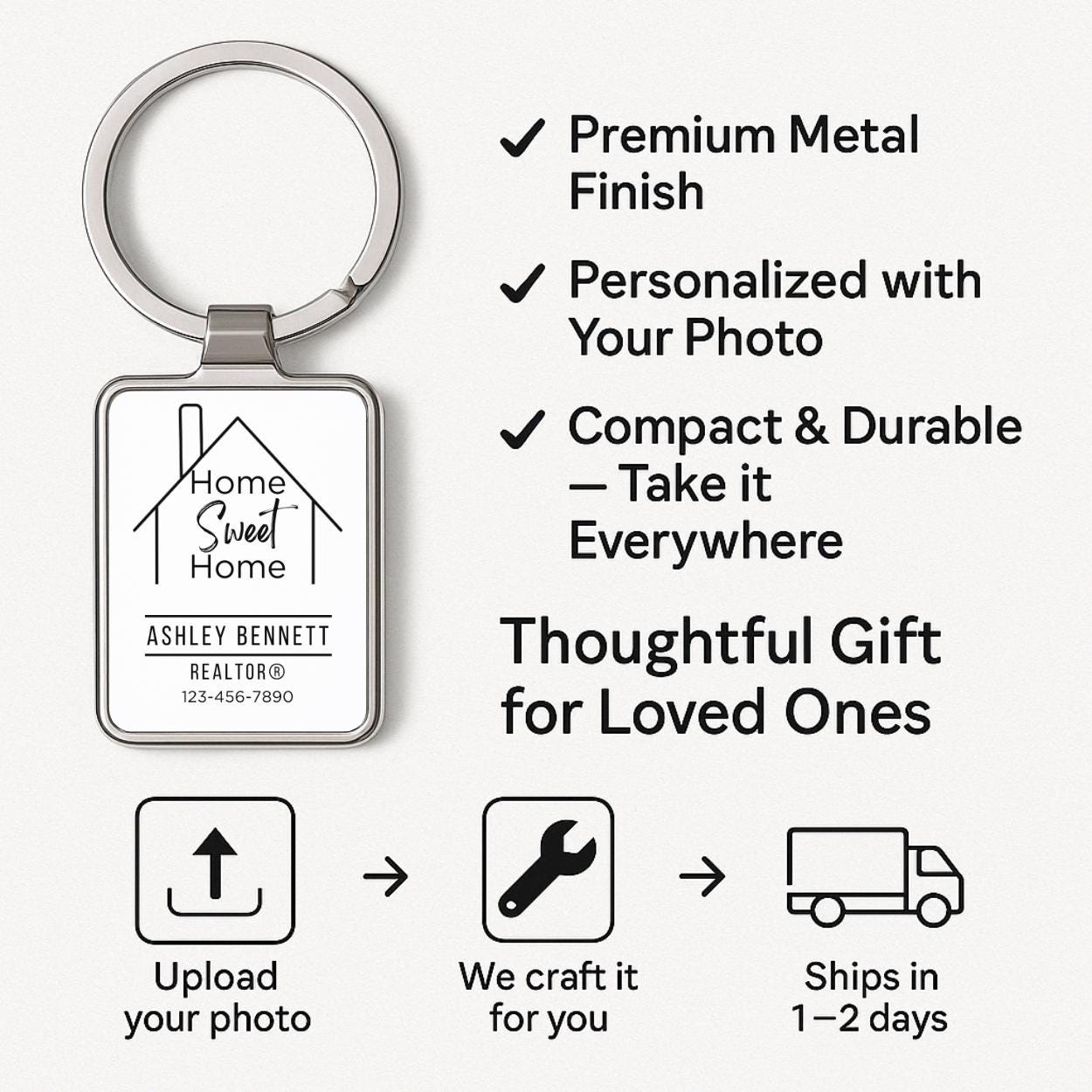 Personalized Realtor Closing Gifts, Custom Metal Keychain Bulk, New Homeowner Gift, Real Estate Client Thank You, Housewarming Gift