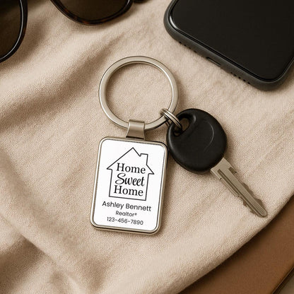 Bulk Custom Metal Keychains, Realtor Closing Gifts, Personalized House Keyring, Real Estate Client Gift, Custom Logo Keychain for Home