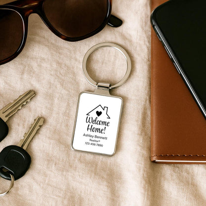 Welcome Home Metal Keychains, Realtor Client Gift Bulk, Personalized Closing Gifts, Custom New Home Keyring, Real Estate Gifts