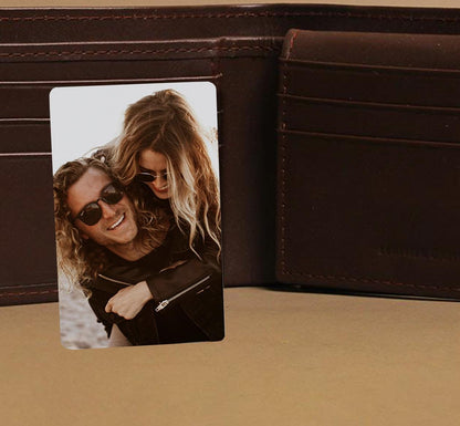 Custom Metal Wallet Card, Romantic Photo Gift for Husband or Wife
