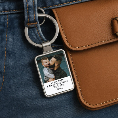 Drive Safe Dad Photo Keychain, Personalized Gift from Kids