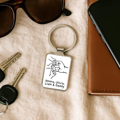 Fist Bump Dad Keychain, Personalized Gift from Kids